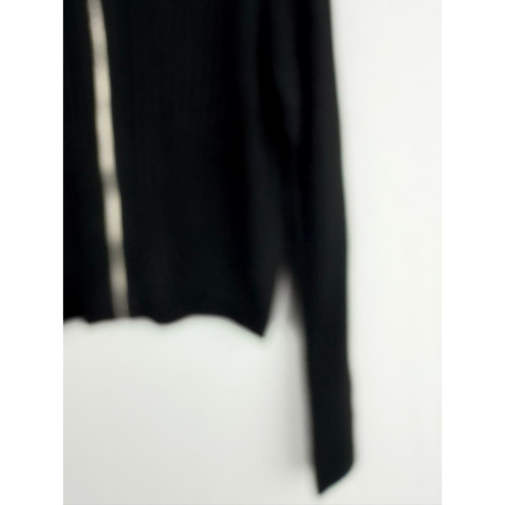 Divided Black Ribbed Full Zip‎ XL Cardigan Sweater Long Sleeve Crew Neck - Picture 5 of 14